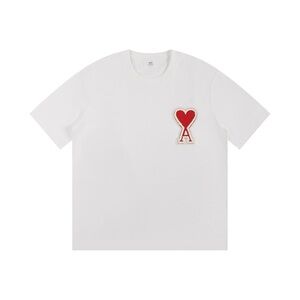 AMI Heart Logo Cotton T Shirt Relaxed Fit Unisex